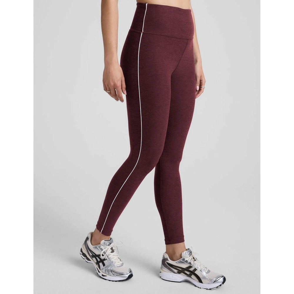 Beyond Yoga Spacedye Ready Midi Legging Womens Small Burgundy Side Stripe